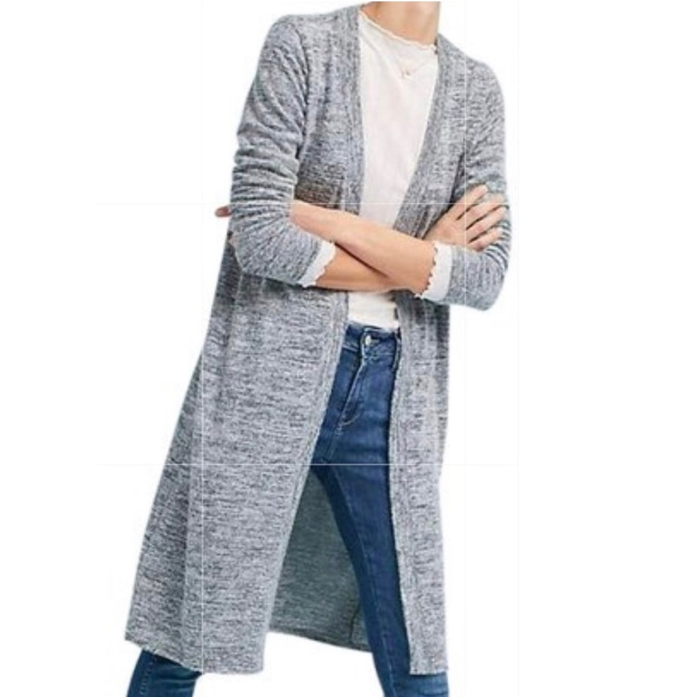 Velvet by Graham & Spencer for Anthropologie Grey Marl Long Duster Cardigan XS